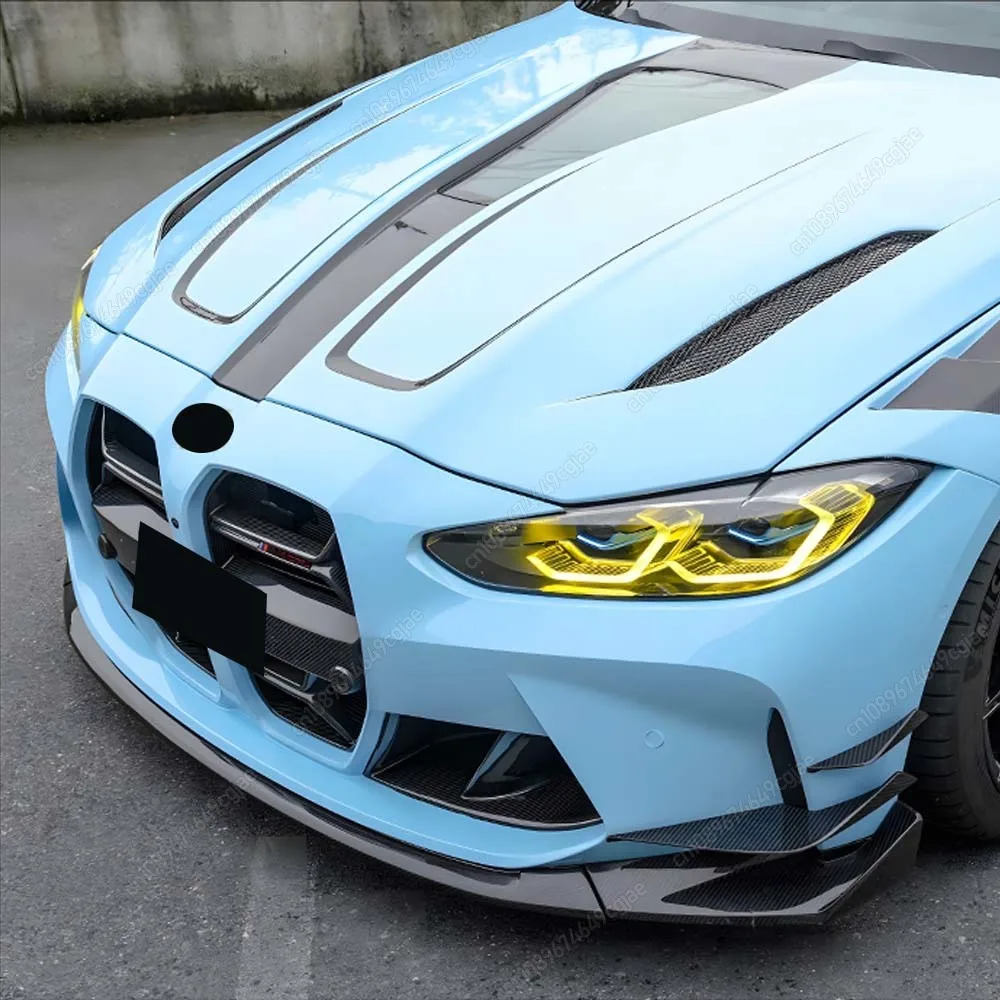 Für BMW M3 G80 M4 G82 G83 2021-2024 ABS Auto Frontstoßstange Lippe Diffusor Spoiler Splitter CS-Stil Karosserie-Kit Schwarz/Carbon-Look Tuning