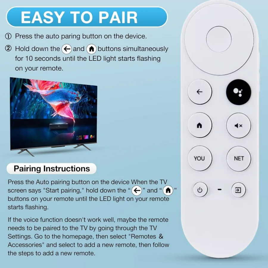 (العن بعد فقط) جهاز التحكم عن بعد الصوتي البديل G9N9N لمشغل الوسائط البث الثلجي Google Chromecast 4k