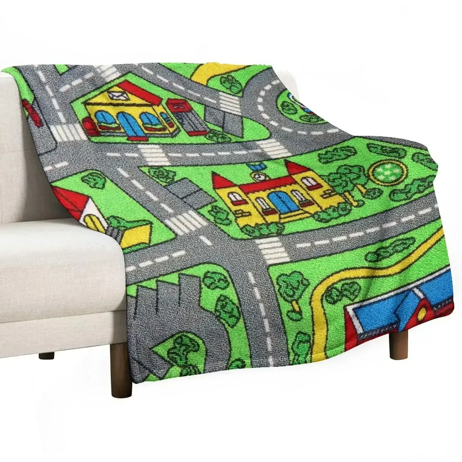 90s nostalgia, nostalgic Track carpet Car Road Race Mat city Throw Blanket Decorative Beds for sofa Blankets