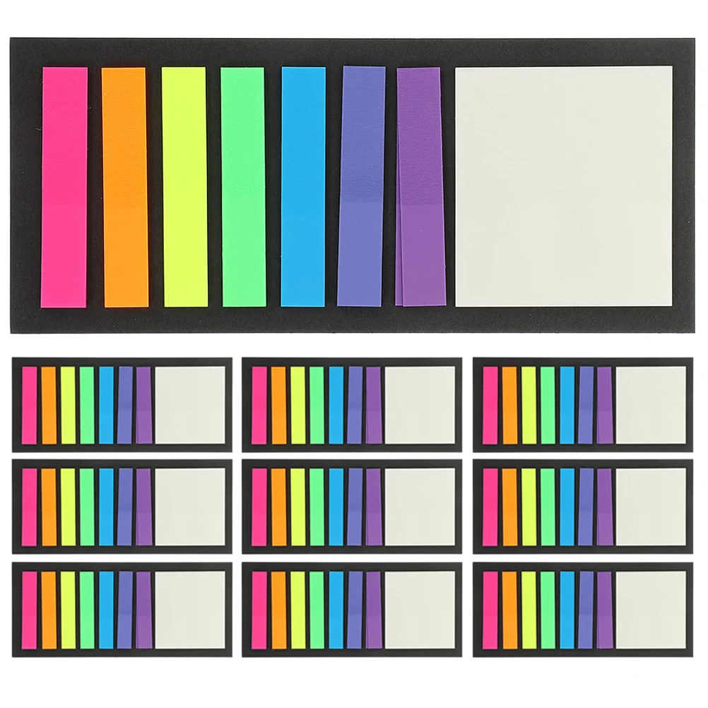 10 كتب ملصقات قراءة شفافة ملونة، علامات تبويب لاصقة، علامات صفحة مقاومة للتآكل للأطفال الذين يتعلمون اللوازم المكتبية