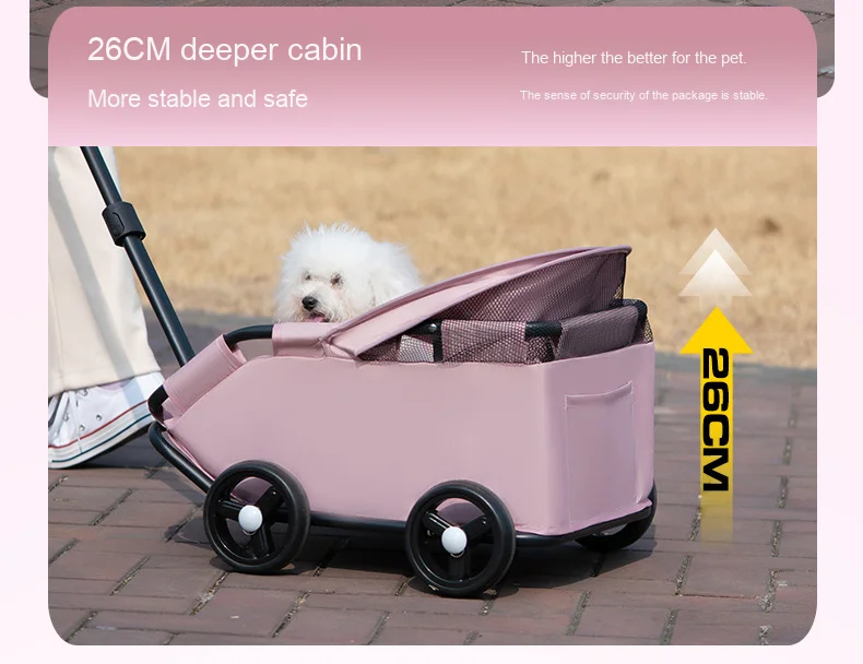 carrinho pet Luxury 4-Wheel Foldable Dog Cat Travel Stroller Foldable Lightweight Cross-Border Made From Mesh for Camping