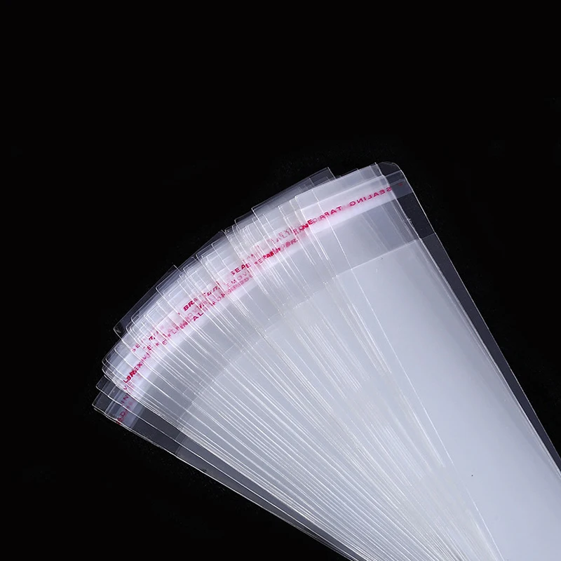 100pcs Long Transparent Plastic OPP Bags Self-adhesive Small Business DIY Pendant Necklace Bracelet Packaging Storage Pourch