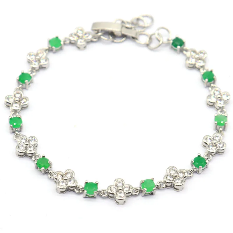 

Buy 5 Get 1 Free 8x8mm Flowers Shape Real Green Emerald Real Red Ruby White CZ Ladies Engagement Silver Bracelet 7.5-8.5inch