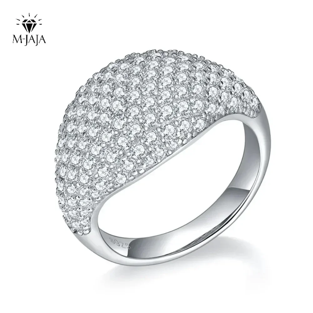 M-JAJA 2.42ct Full Moissanie Ring for Men/Women S925 Sterling Silver Wedding Band Diamond Hip Hop Rings Trendy Jewelry Gifts