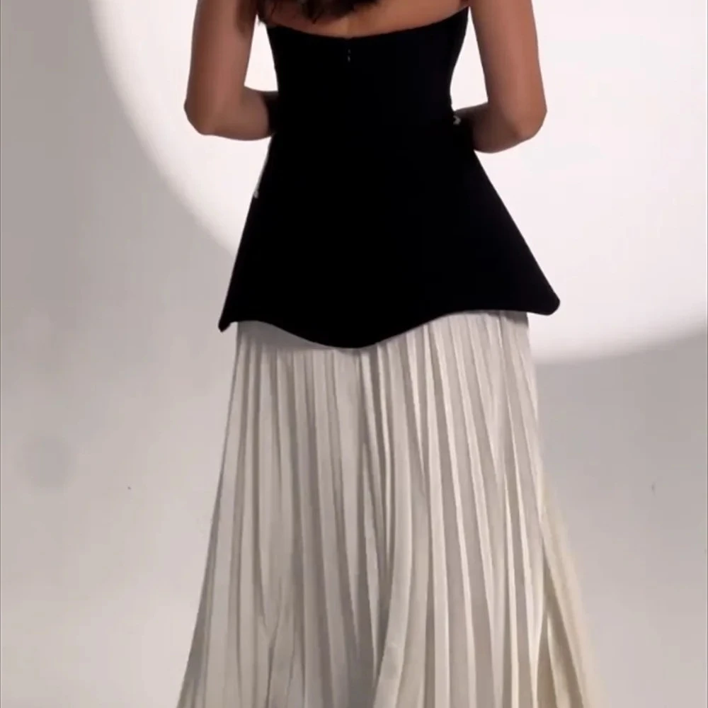 Fashion Evening Dress Customized Jersey Flowers Pleat Strapless A Line Evening Gowns Elegant Thigh Slit Wedding Party Dress