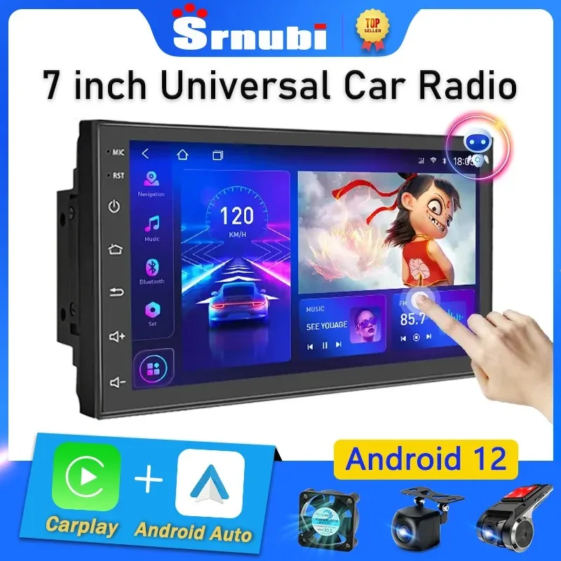 Srnubi 2 din Android 12 Carplay Car Radio Multimedia Player Universal 7