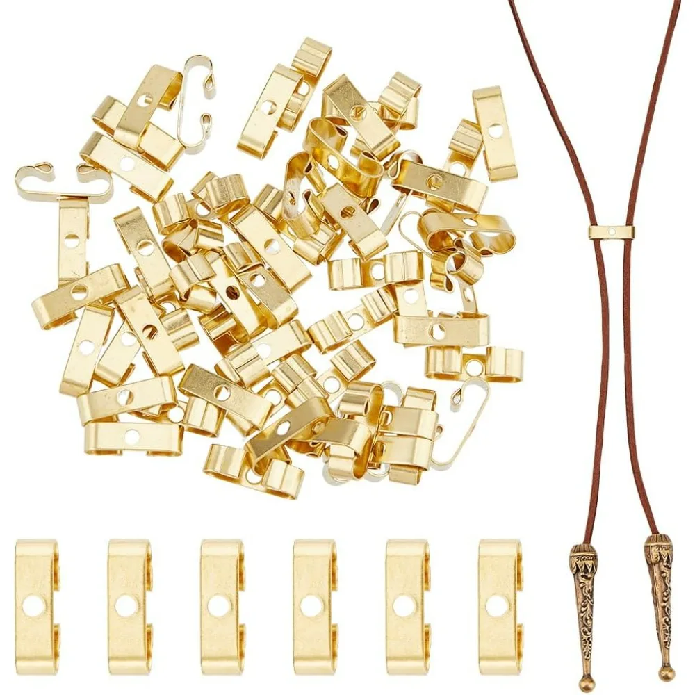 60 uds Bolo Tie Slide cierre latón Bolo Tie hallazgos rectángulo en blanco Bolo Tie Slides Bolo Tie Buckle accesorios kit de fabricación