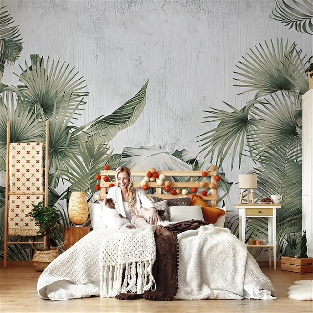 Custom Nordic 3d tropical rainforest plants wallpaper living room TV background homestay decoration 3D mural wall covering house