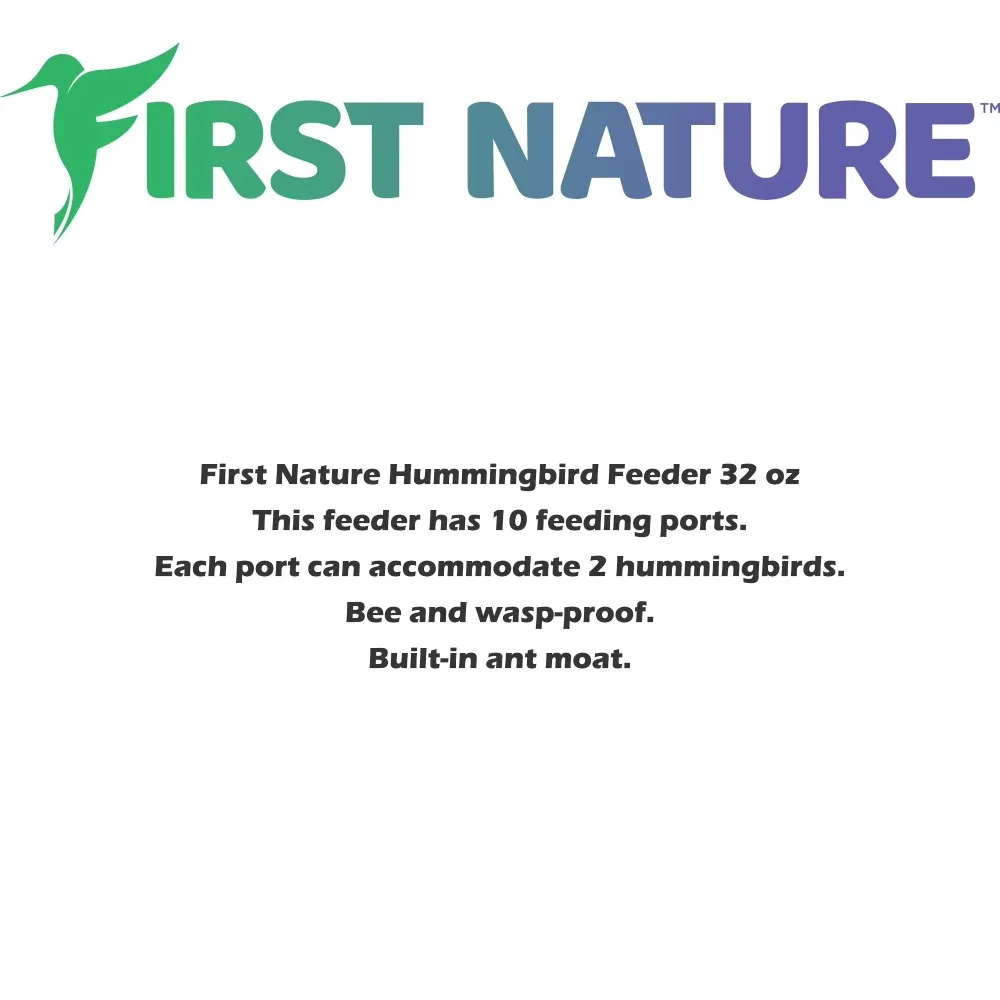 Hummingbird Feeder 32 oz Red Glass Bottle with Ant Moats and 10 Feeding Ports for Outdoors Garden Hanging Window Decoration Attract Wild Birds Nectar view 5