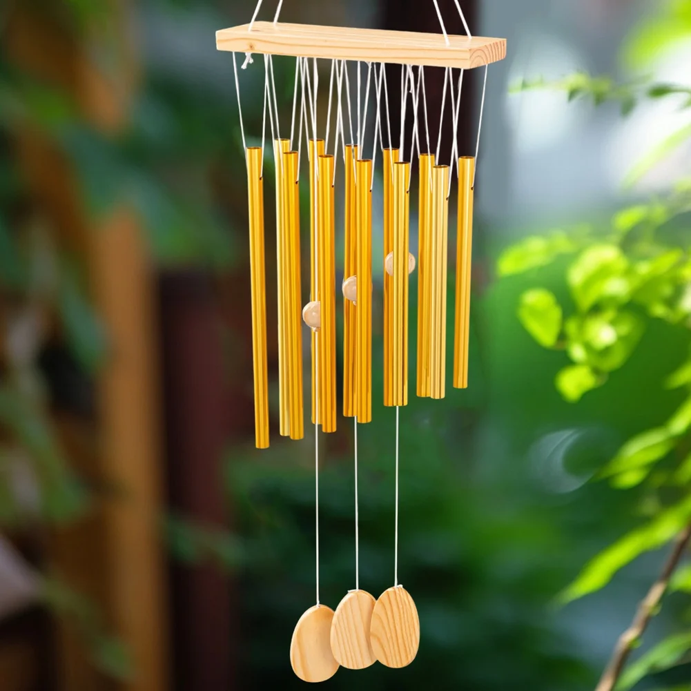 Aluminum Wind Chime Designed with 12 Tubes for Ambient Sound and Visual Appeal Modern Minimalist Wall Decor for Any Interior