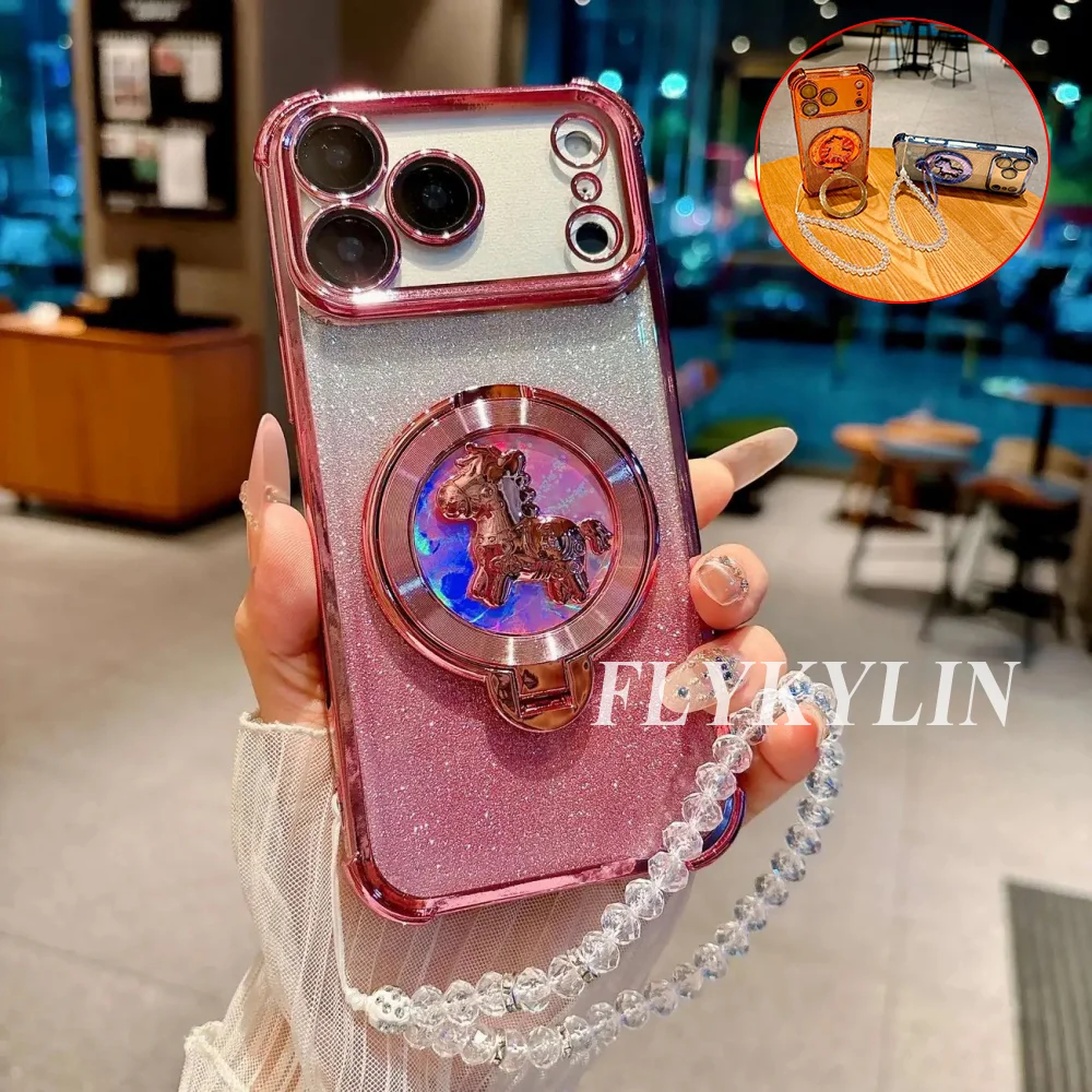 

Для Xiaomi Redmi Note 15 14 Pro Plus 14S 4G 5G: Чехол-подставка NotePony с блестящей защитной пленкой и цепочкой из страз