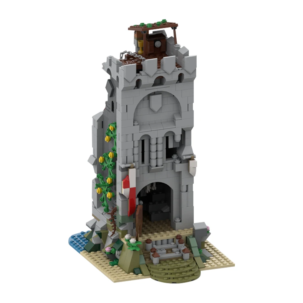 

Moc Building Blocks Abandoned Tower Modular Castle Model Technical Bricks DIY Assembly Construction Toys Children Holiday Gifts