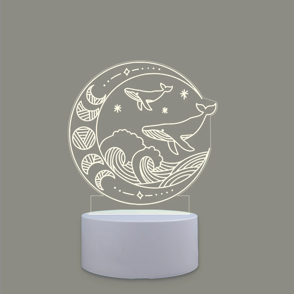 Moon Led Night Light For Home Room Decoration Nightlight 3D Night Light With Crack Basebirthday Gift