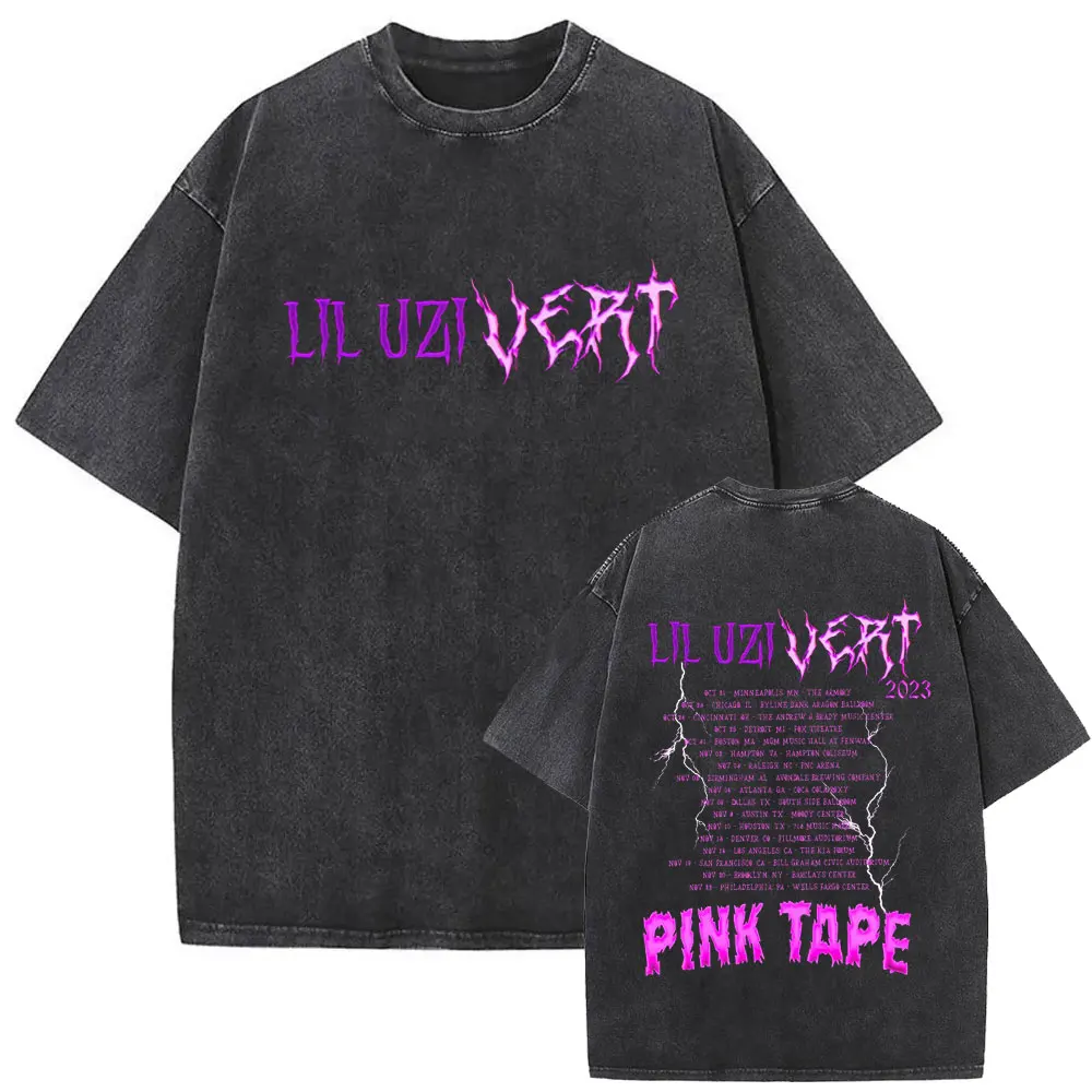 

Washed Vintage Rapper Lil Uzi Vert World Tour 2023 T-shirt Men Women Hip Hop Fashion Retro Streetwear Casual Oversized T Shirts