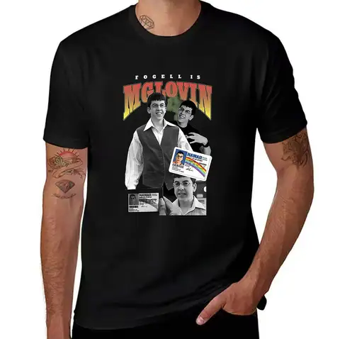 Men's Superbad McLovin Graphic Cotton T-Shirt, Funny Movie Inspired Hawaii ID Print Casual Tee for Daily Wear