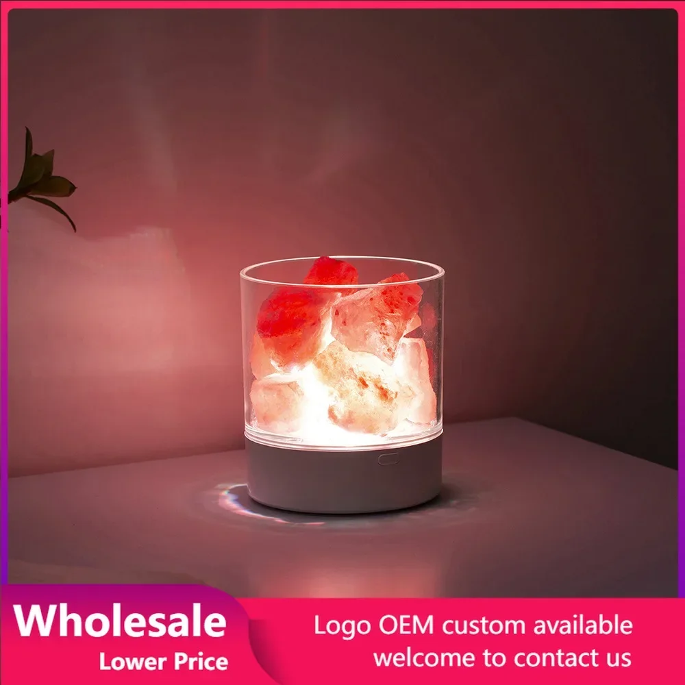 

Natural Himalayan Crystal Salt Lamp Anion Salt Warm Light Handcrafted Table Bedside Lamp Bedroom Night Light with Dimmer Switch