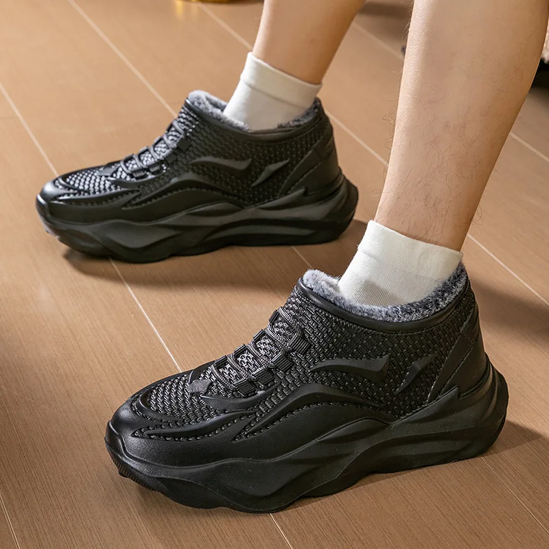 أحذية الثلوج الرجالية لشتاء 2025 مع أحذية المياه العازلة القطيفة وأحذية المطر والأحذية القطنية