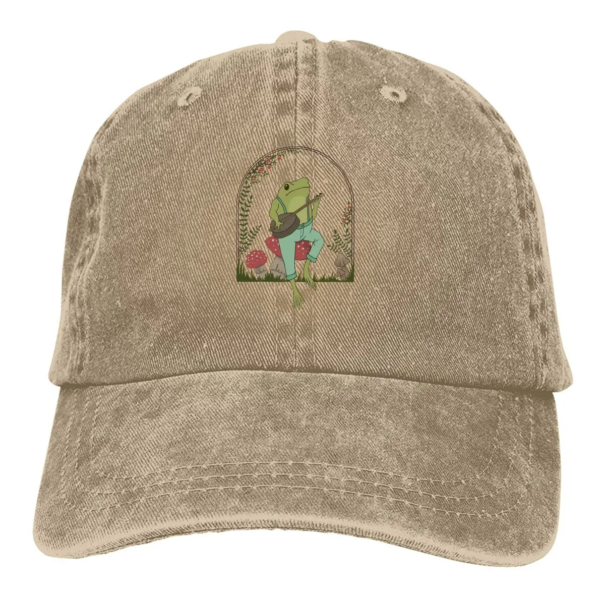 Playing Banjo on Mushroom Baseball Cap Men Hats Women Visor Protection Snapback Frog Caps