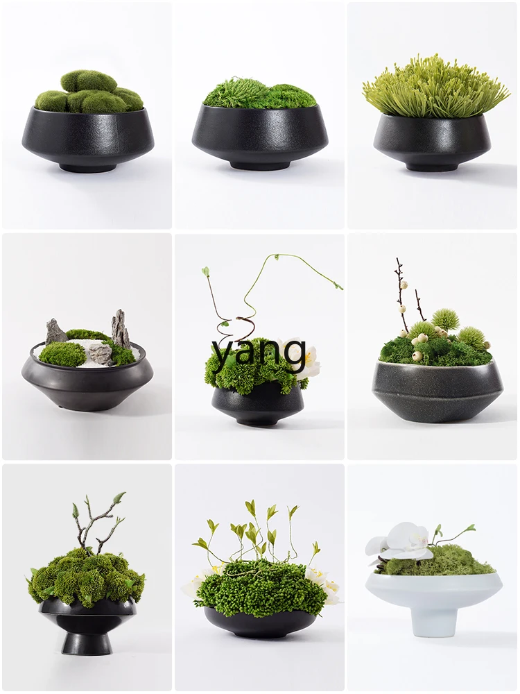 Yjq Artificial Flower Bonsai Eternal Moss Floral Lobby New Chinese Conference Table Pot Conference Table Ornaments