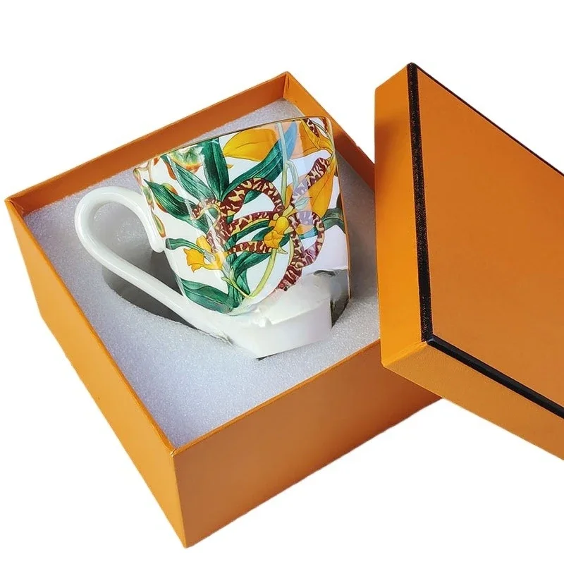 

European light luxury creative bone china small foot cup breakfast milk oat cup office cafe