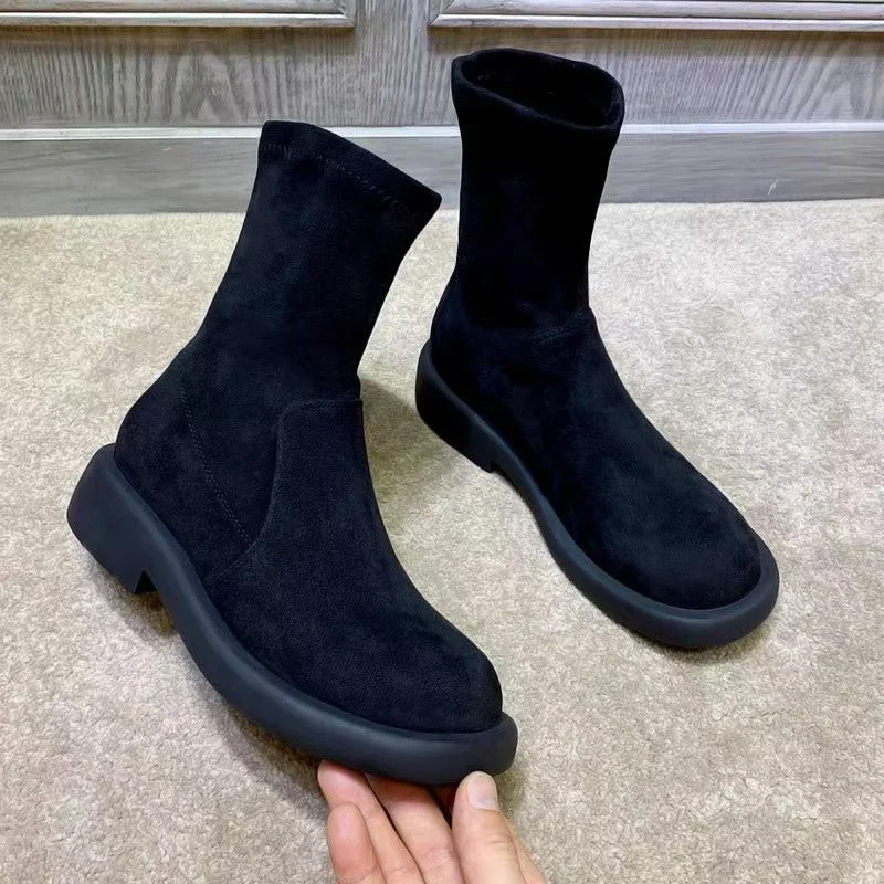 

Женские ботинки на плоской подошве, модная замшевая обувь для женщин, ботильоны, модные зимние женские ботинки 2024, новый тренд, уютные ботинки Chelsea Mujer Botas