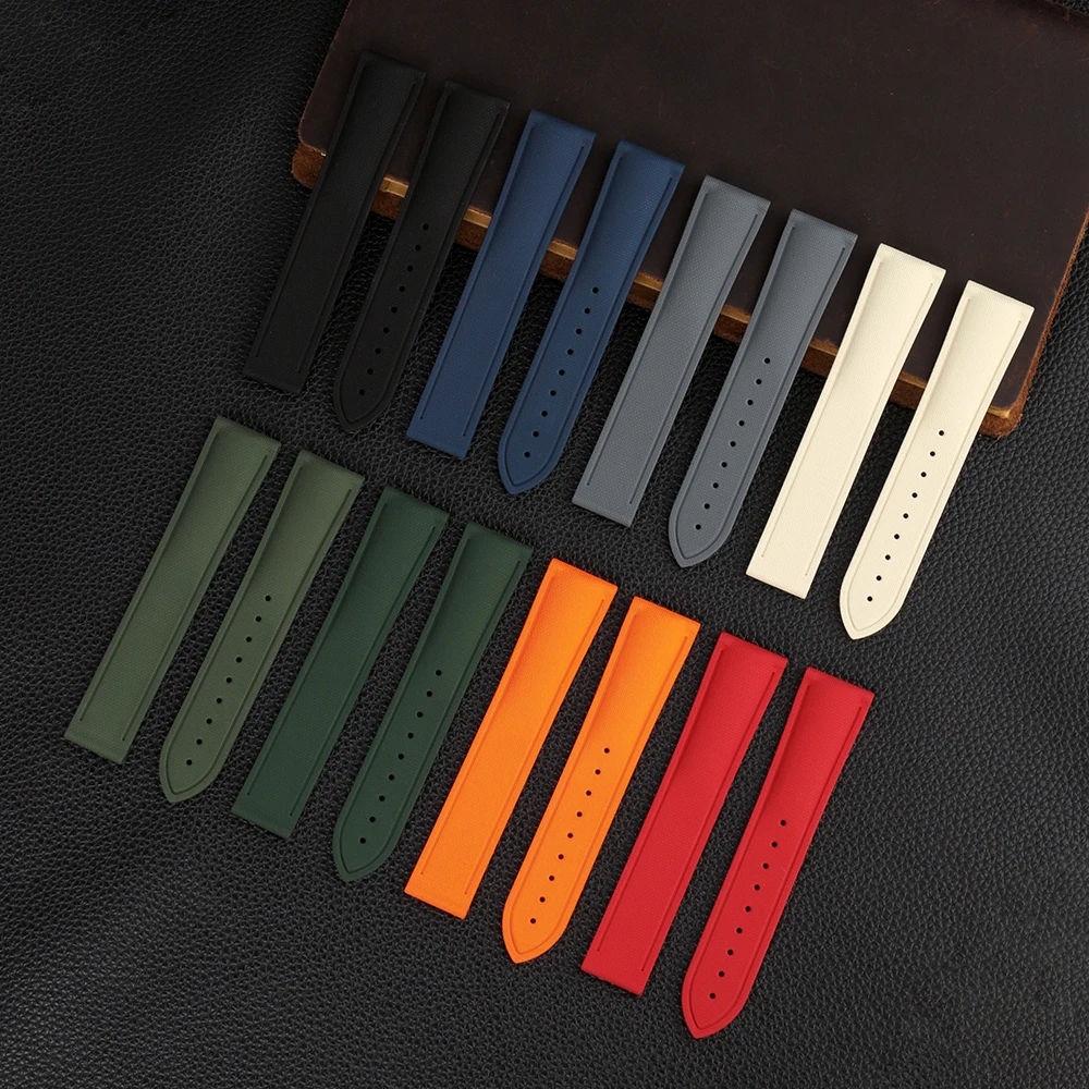 

New Premium Fluororubber Watch Band 20mm 21mm 22mm Watch Strap for Omega Blancpain Seiko Divers Without Buckle Strap for Men