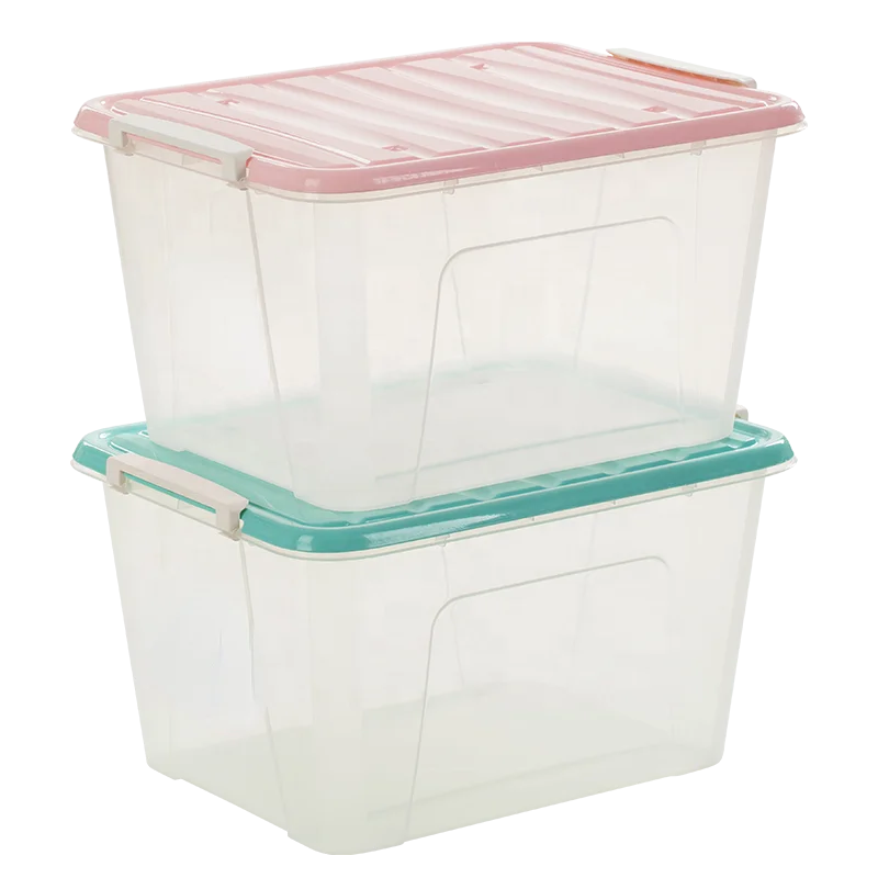 Transparent Plastic Storage And Finishing Box Extra Large Thickened Toy Clothes Covered Storage Box Household Storage Box