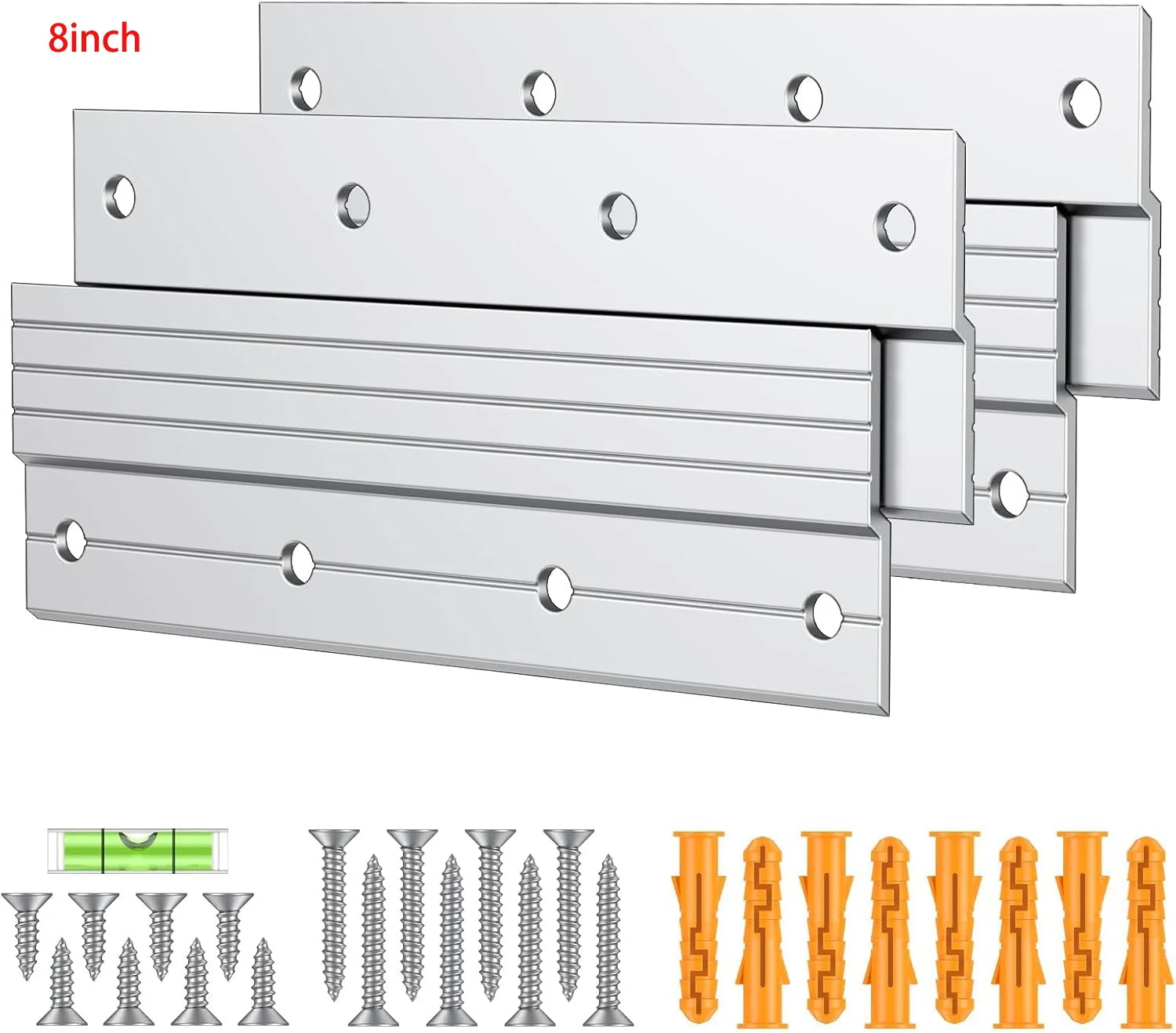 2Pairs Aluminum French Cleat Picture Hanging Kit, Z Clip Wall Mount Bracket with Screws Anchors Level for Mirror Frame Shelf Art