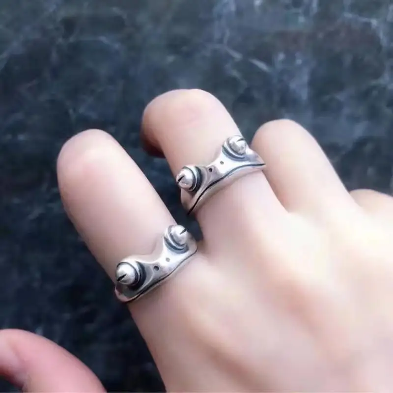 Retro Frog Shaped Alloy Ring Adjustable Opening Punk Hip Hop Stackable Jewelry