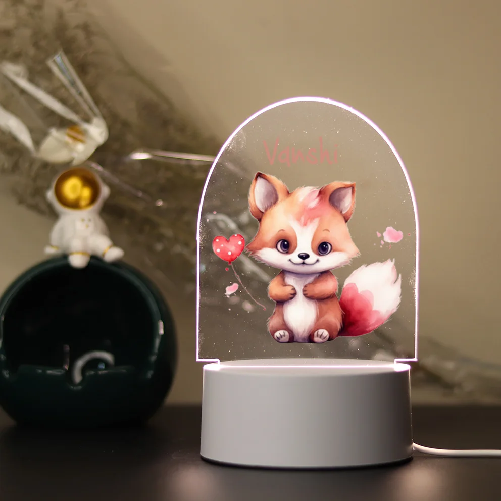 Regalo personalizzato personalizzato della lampada da notte a Led 3D di bellezza della volpe per la decorazione della festa di compleanno dei bambini