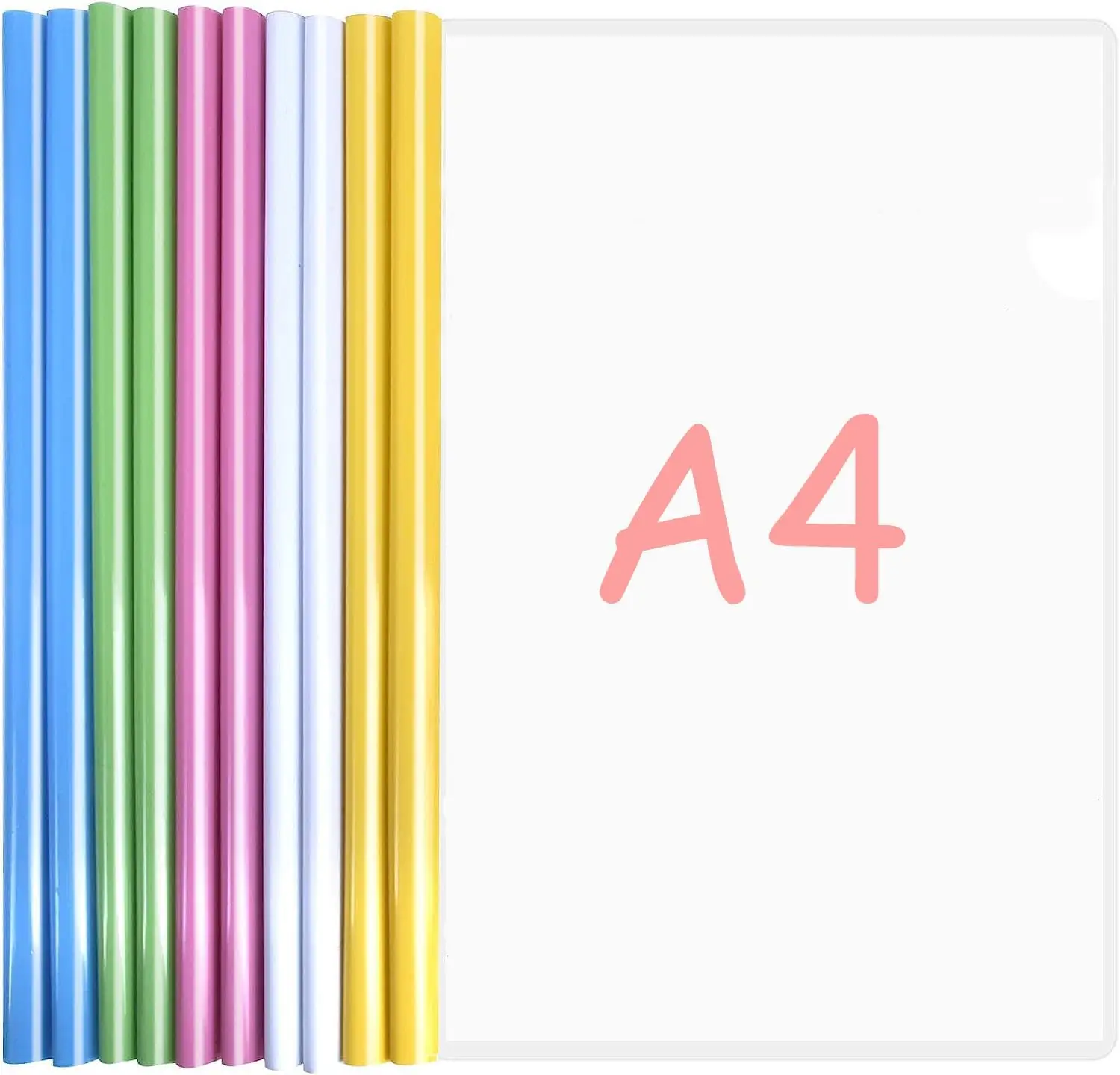 

30 x Plastic Sliding Folders, A4 Report Cover Folder with Push Bar, A4 Binding Rod Folder for Office, School, Home, Documents