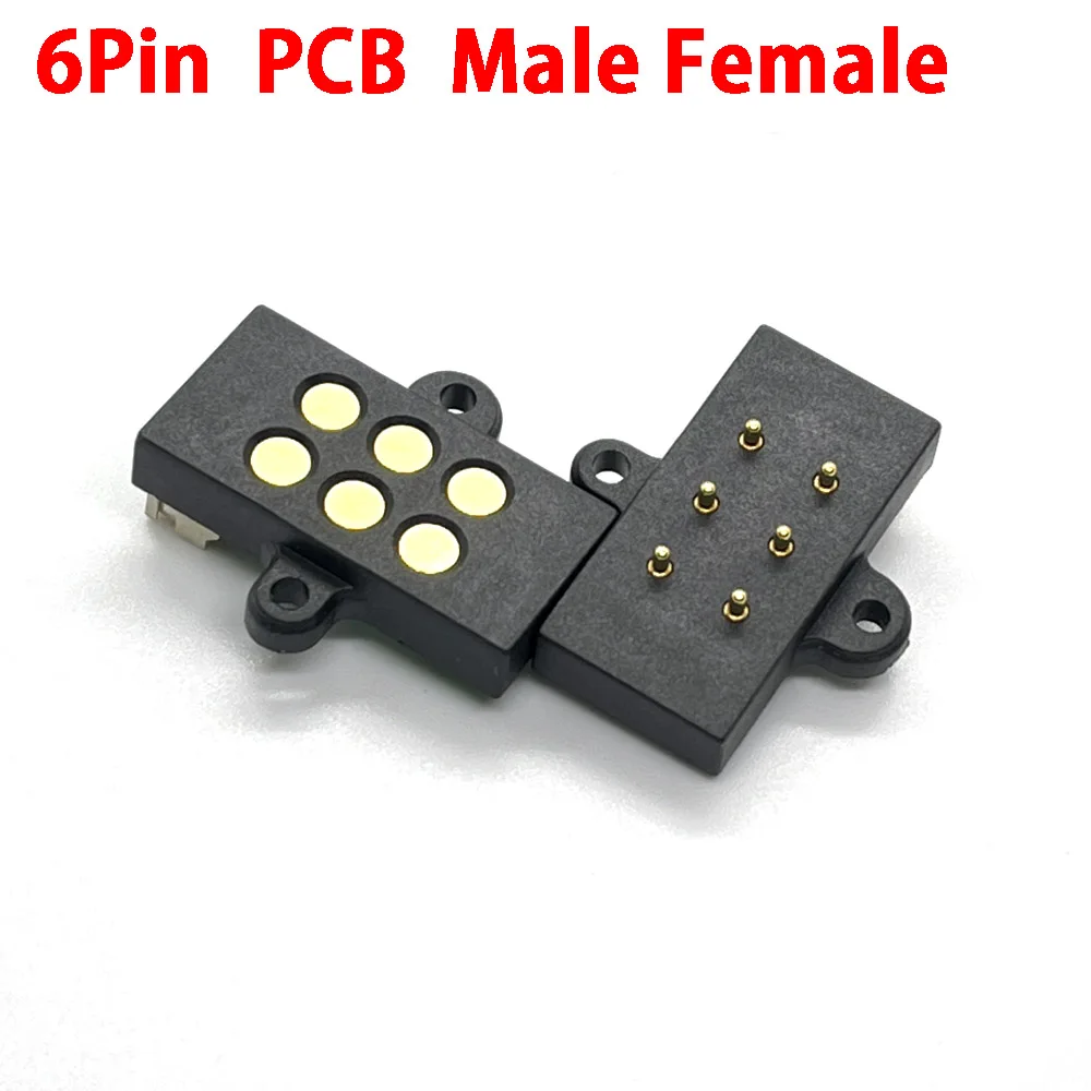 

6 pin 8 Pin magnetic connector Spring Loaded Magnetic Pogo Pin Magnets 6P 8P PCB Solder Male Female Probe With mounting holes