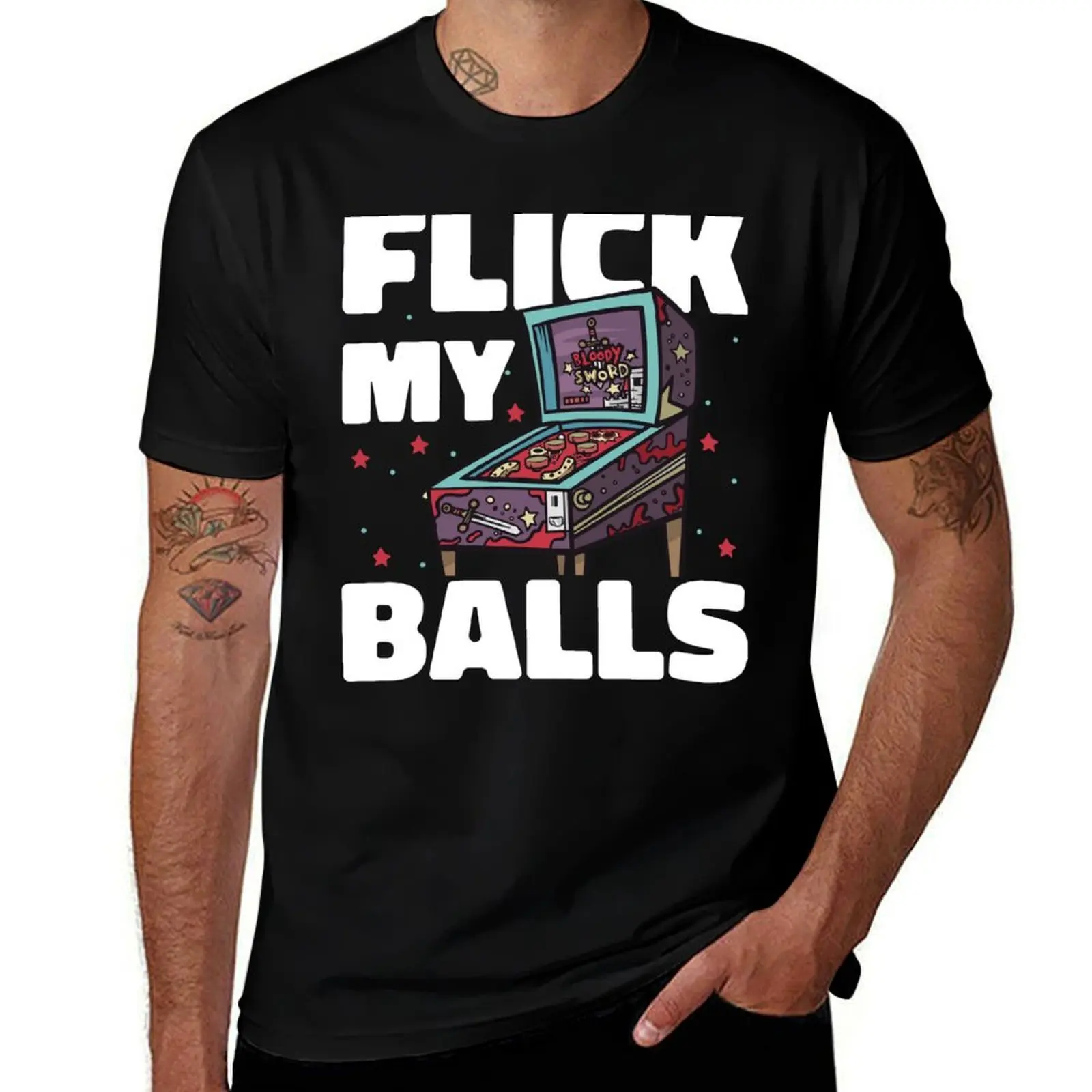 Funny Retro Pinball Machine Cartoon T-Shirt All Weather Casual Short Sleeve T-Shirt