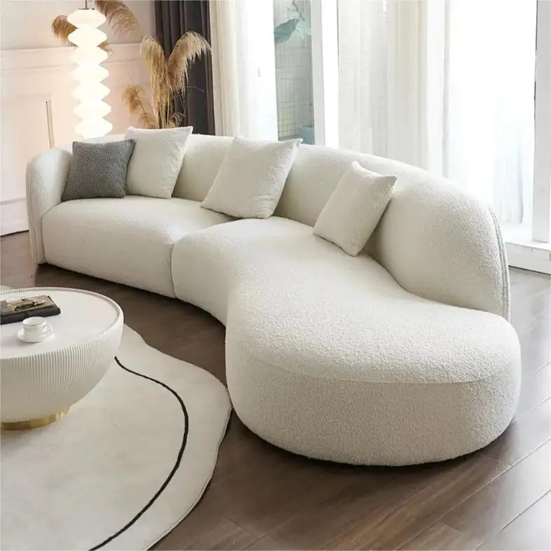 Fleece  arc living room sofa modern minimalism special-shaped fabric sofa