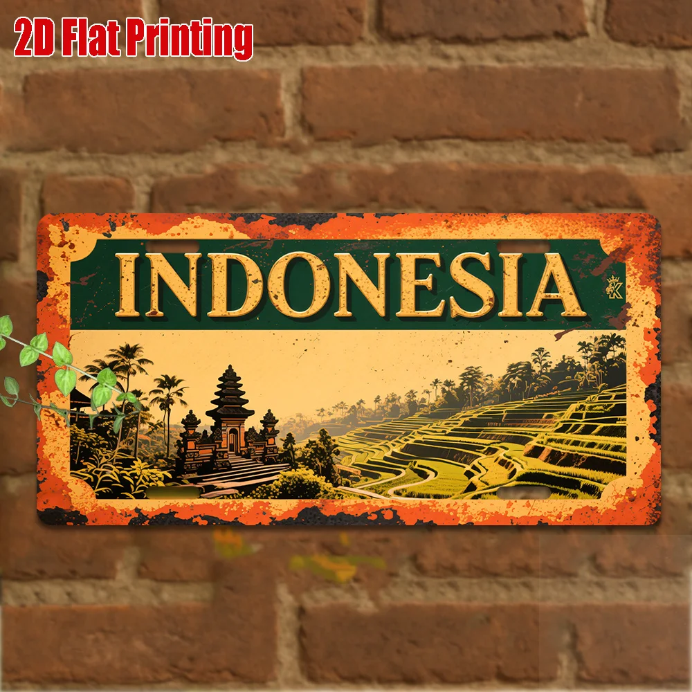 Home Decor Bali - Indonezja Bali Krajobraz Metalowy Znak -