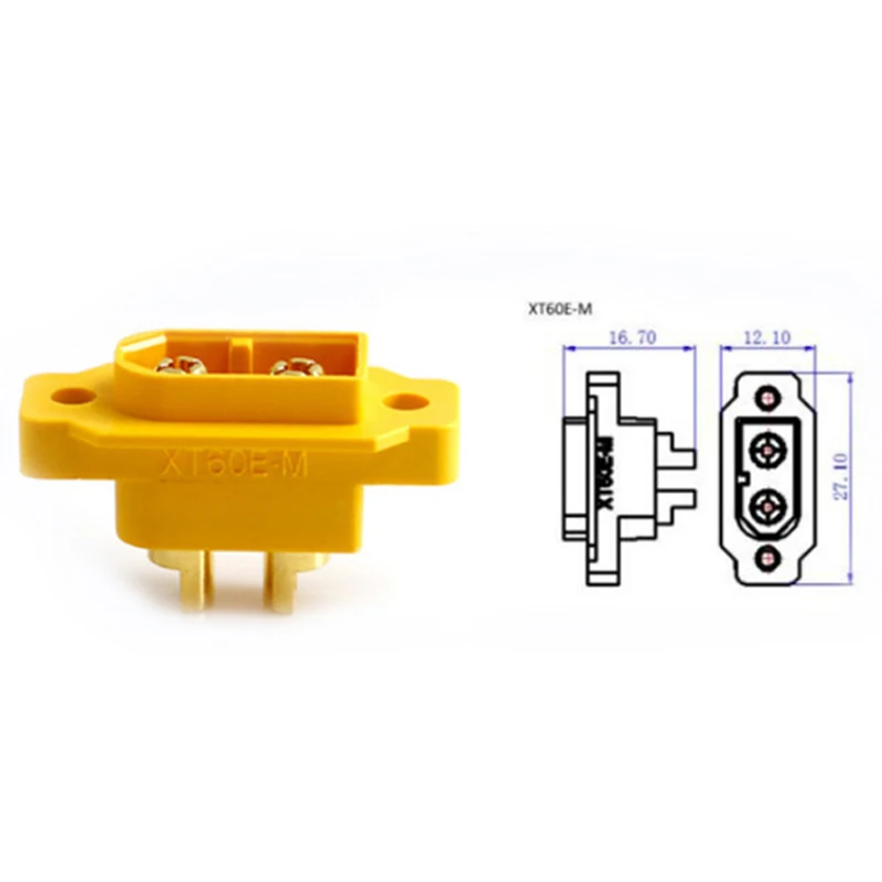 3-25Pcs XT60E-M Male Plug Connector Screws Lipo Battery Mountable Brass Gold Plated Connector For RC FPV Models Multicopter