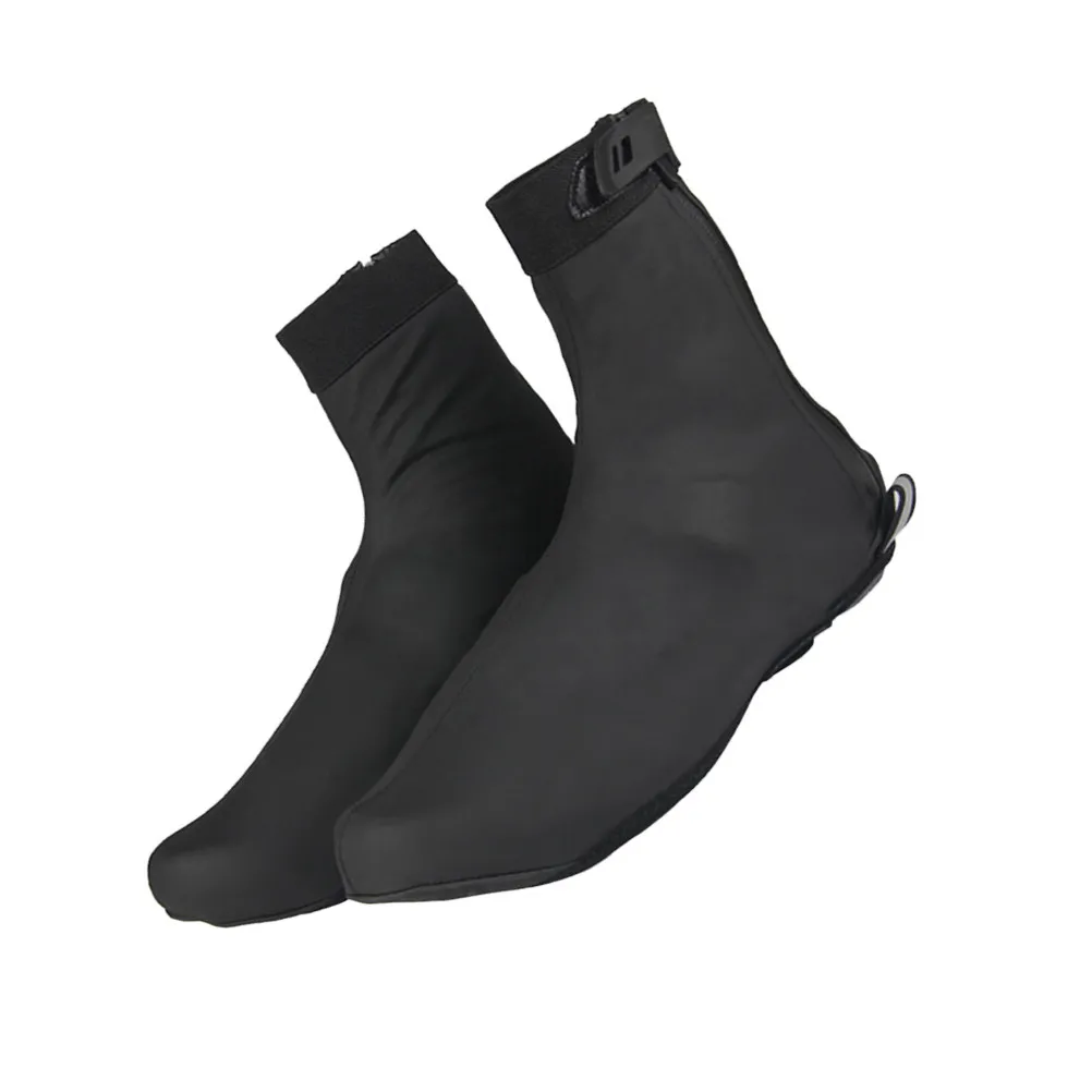 1Pair Premium Cycling Shoe Covers Windproof Waterproof Dustproof Reflective Zipper Design for Men Women Universal Fit Black L