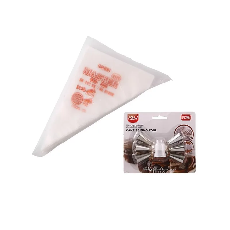 Decorative Bag Mouth Household Disposable Baking Baby Food Supplement Cake Cream Decorating Bag Stainless Steel Flower Squeezer