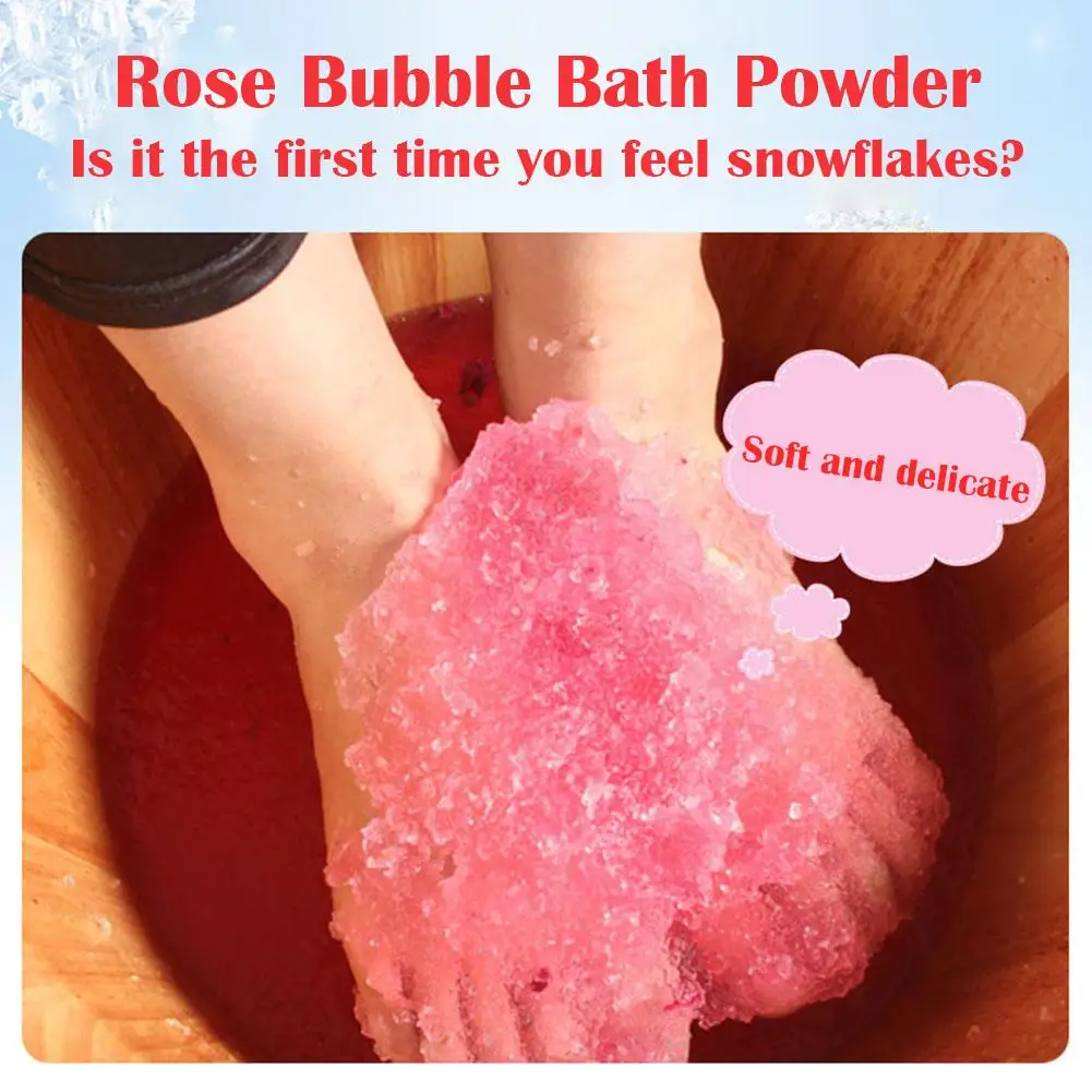 60g Rose Bubble Bath Powder Foot Bath Crystal Mud Body Care Salt Exfoliation SPA Foot Skin Scruber Bath P4A1