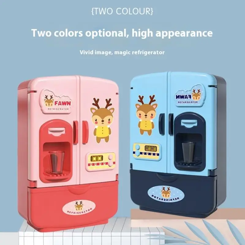1 Set Simulation Fridge Kitchen Furniture Pretend Play Educational Toy Mini Double Door Refrigerator Home Accessories Gift
