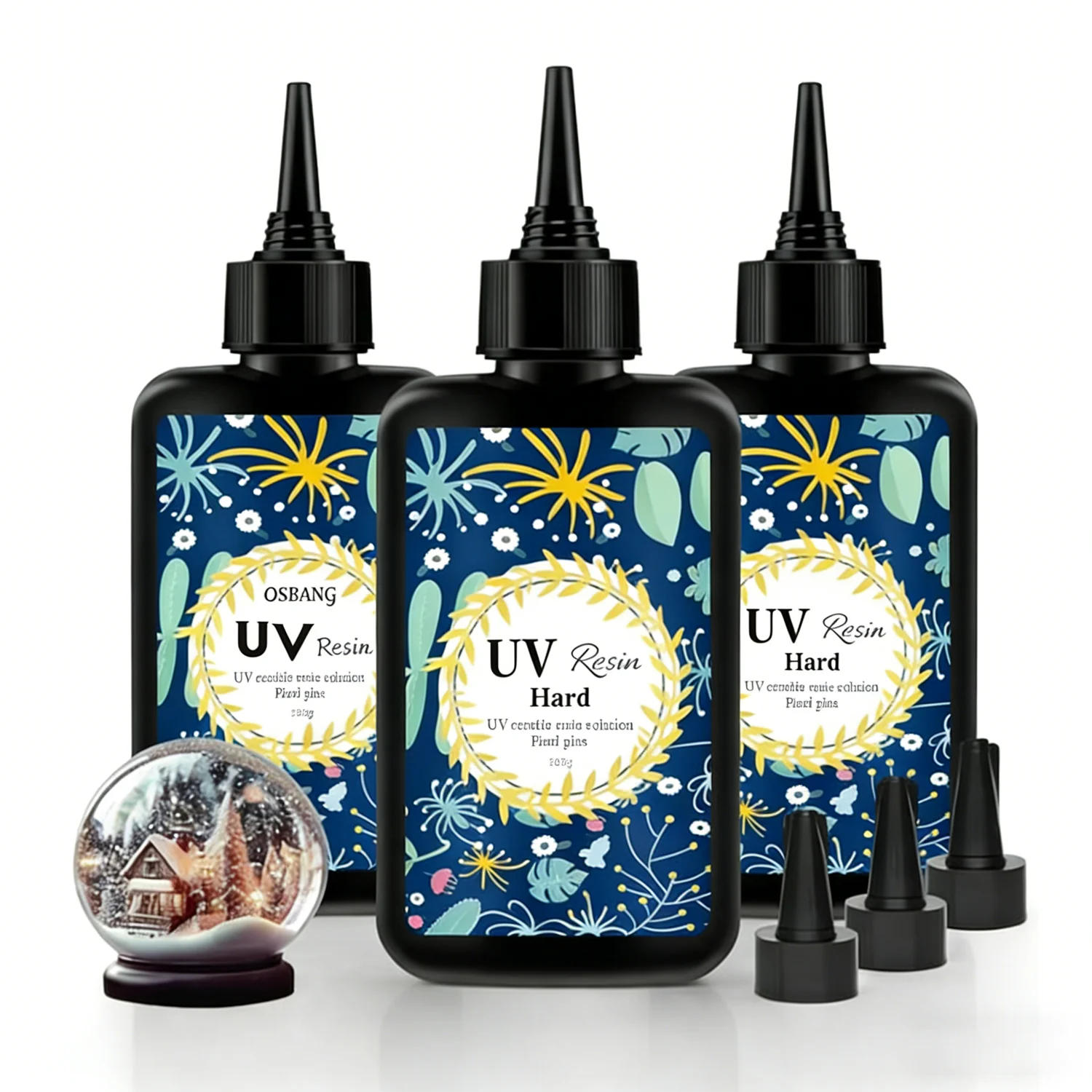 Résine UV transparente, dure et améliorée de 3.53/7.05/10.58oz, nouvelle formule de résine à durcissement rapide aux ultraviolets pour la fabrication de bijoux