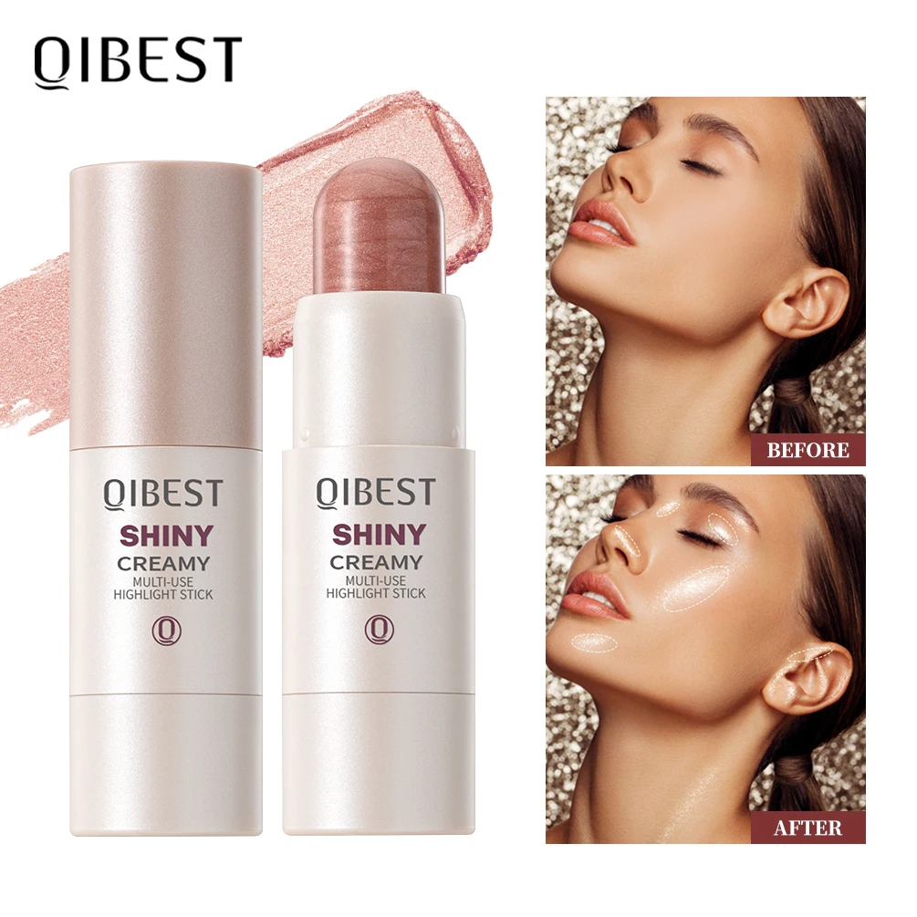 QIBEST ไฮไลท์เตอร์แบบแท่ง ให้ผิวเปล่งประกาย กันน้ำ ติดทนนาน บรอนเซอร์แบบแท่ง ใช้ง่าย ผสมลงบนใบหน้า ใต้ตา และผิวกาย
