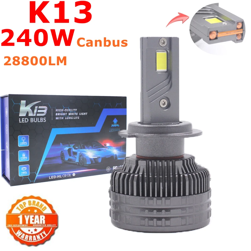 

K13 240W H7 H11 Led Lamp 3 Copper Tube Led Light For Car Light Fog Light H7 H11 HB3 9005 H4 Led Headlight Bulb