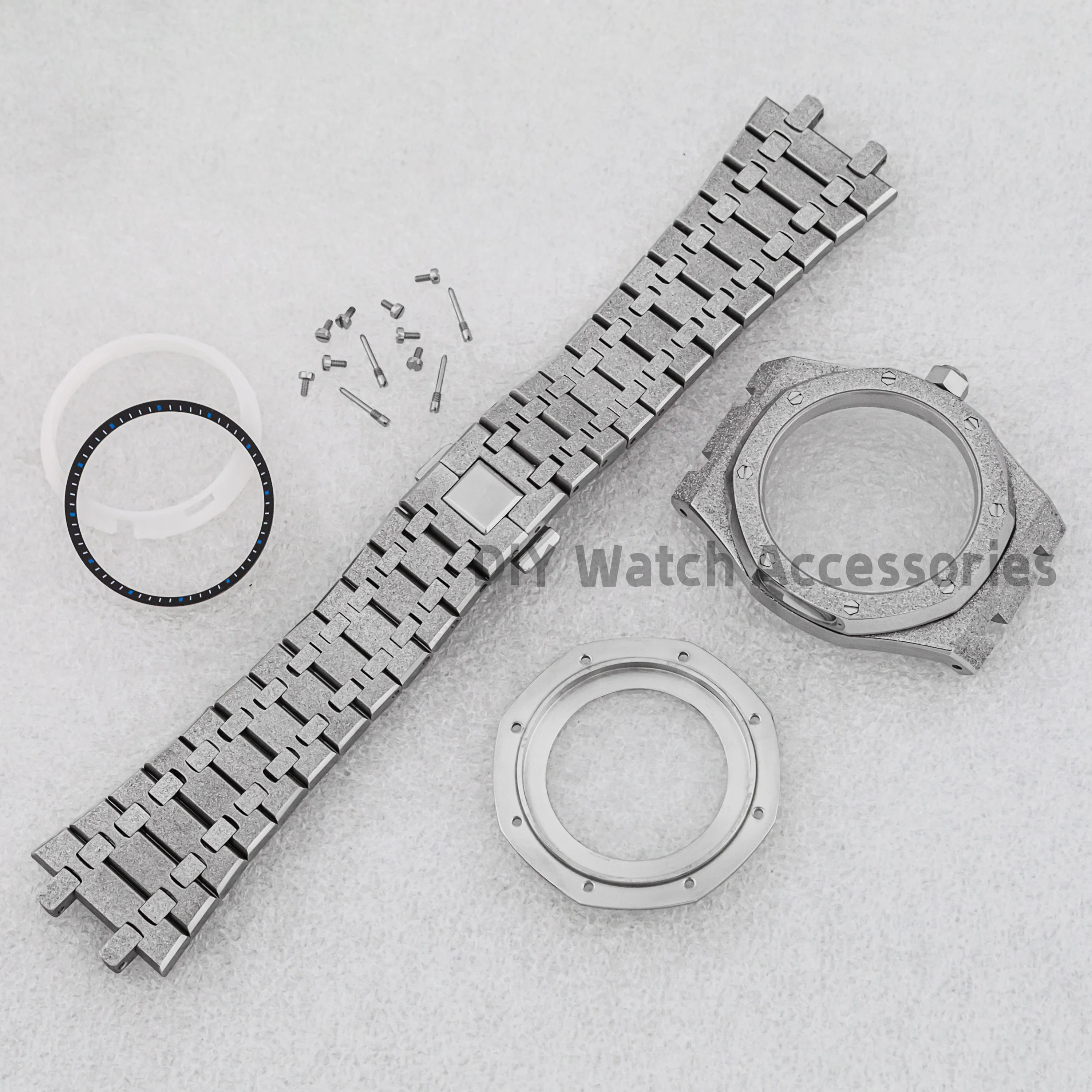 

42mm Stainless Steel Octagon Case Frost Watch Case Strap Sapphire Glass 10ATM Waterproof for Royal NH35 NH36 Movement