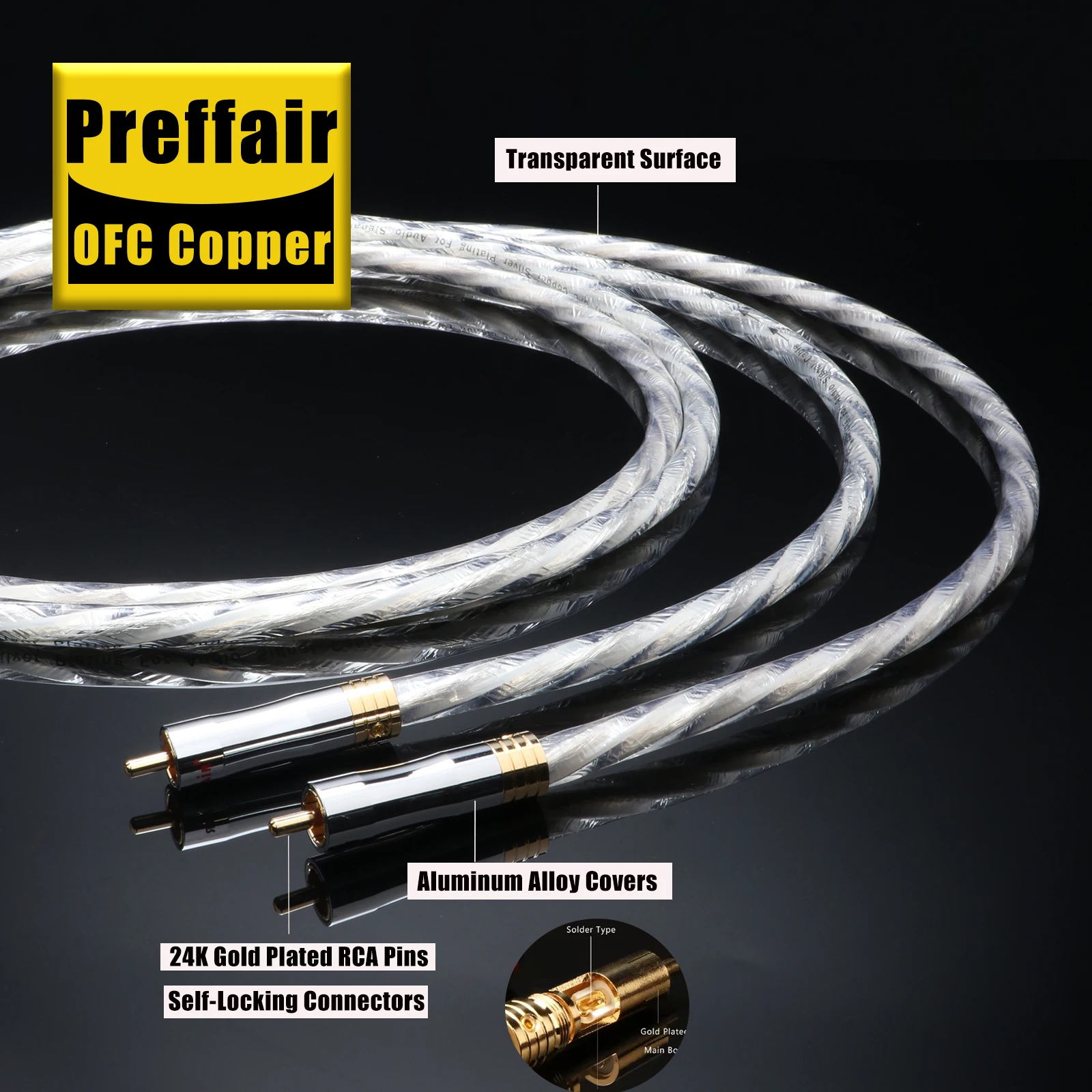 Preffair 1 Paar X413 XLR/RCA symmetrisches/verbindendes Audiokabel für Verstärker und CD-Player, 5N OFC versilberter Leiter – Detail 7