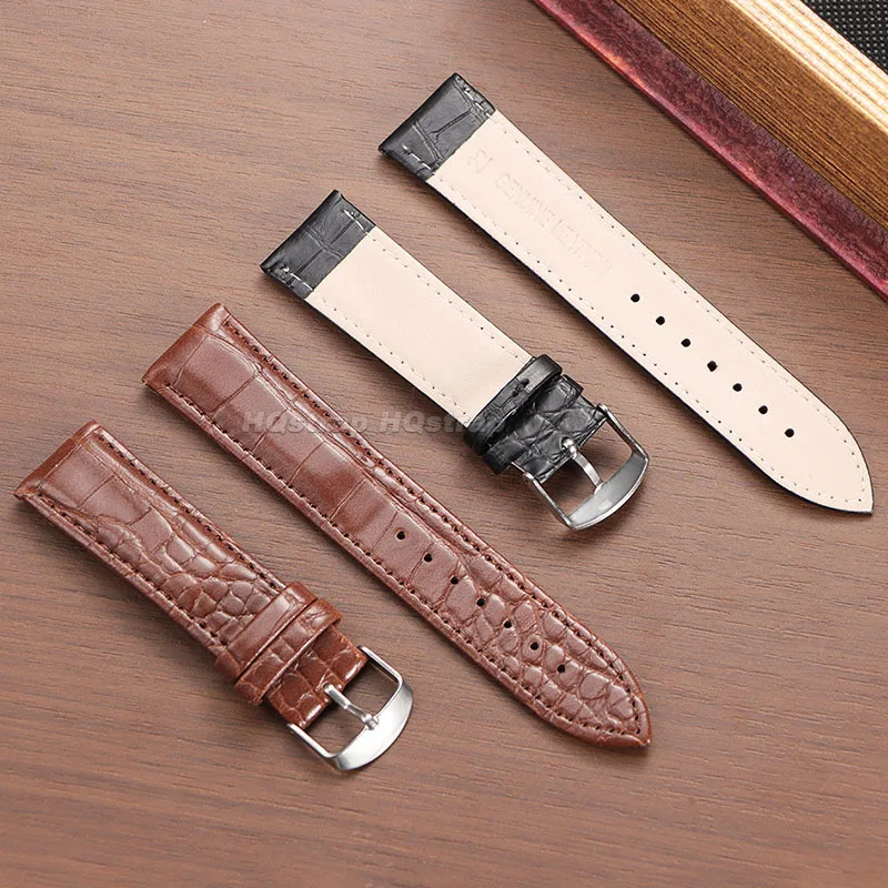 Leather Watch Band 20mm 22mm Alligator Pattern Cowhide Strap for Seiko Bracelet Soft Comfortable Universal Replacement Wristband