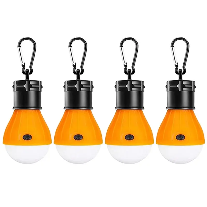 B03C-LED Camping Lantern, Super Bright Outdoor Waterproof Light With Hook, Ideal For Hiking, Fishing, Parties, 4-Pack Yellow