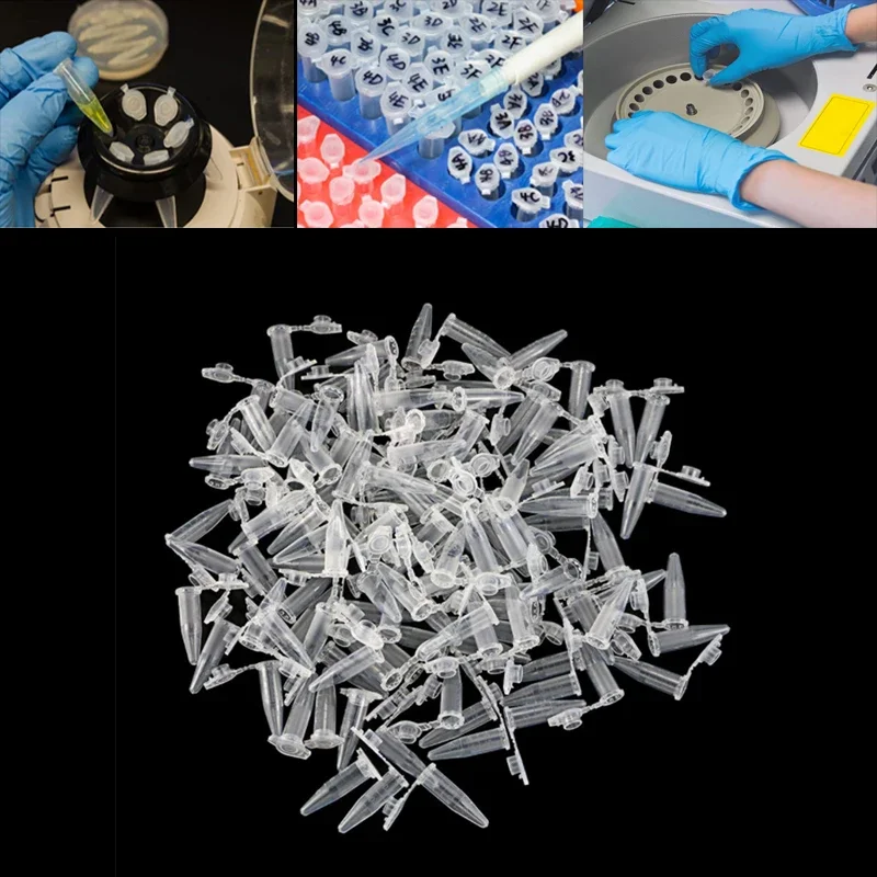 50/100/300pcs 0.2ML, 0.5ML, 1.5ML With Scale Lab centrifugal tubes with pointed bottom and cap Centrifuge Tubes Vial