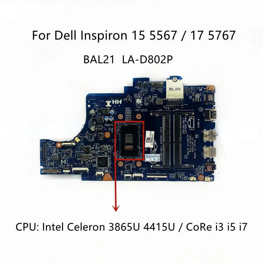 

Для Dell Inspiron 15 5567 основная плата 4415U i3 i5 i7 процессор BAL21 LA-D802P 081YW5-б/у