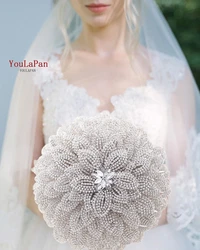 YouLaPan Crystal Flower Bouquet Wedding Flowers Decoration Elegant Bridal Bouquet Rhinestone Luxury Crystal Bouquet HF01